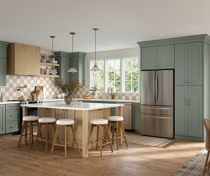 Sage Green Modern Farmhouse Kitchen with Island